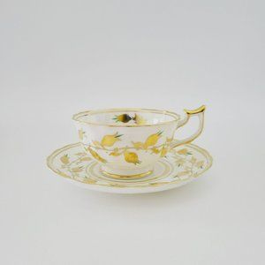 Royal Chelsea Golden Jade Teacup & Saucer, Gold Vines & Flowers, Royalcore Glam